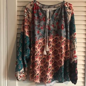 Boho long sleeve blouse shirt size M